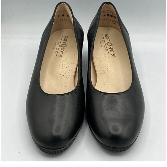 Softspots Womens Stephanie All Day Comfort Wedge Size 9M Black Leather Slip On - Picture 2 of 10